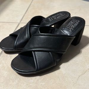Naturalizer leather slip on mules heels sandals